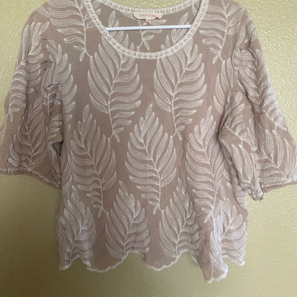 Beige Leaf Pattern Women's Top